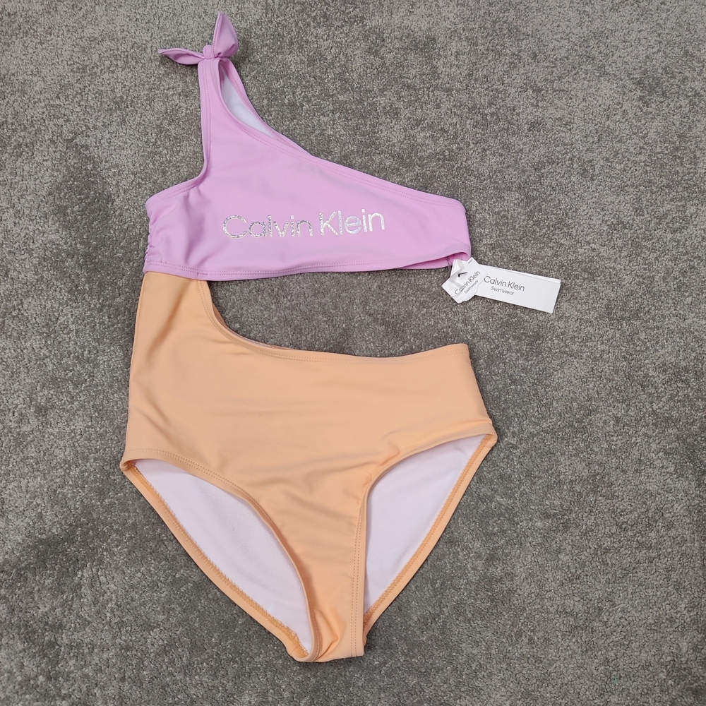 Calvin Klein Asymmetrical Bikini - Pink and Peach Size Medium Summer Beach